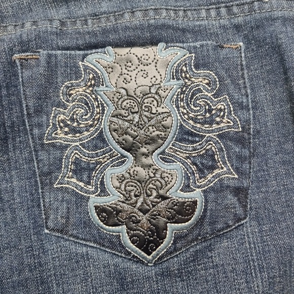 ZENA JEANS Women W34" L30" Embroidered Pockets Denim Dark Wash Blue Jeans - Picture 3 of 11